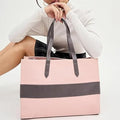 Pink color-block Tote Bag