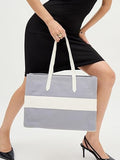 Grey color-block Tote Bag