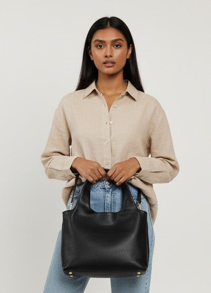 Black Vegan Leather Hobo Bag