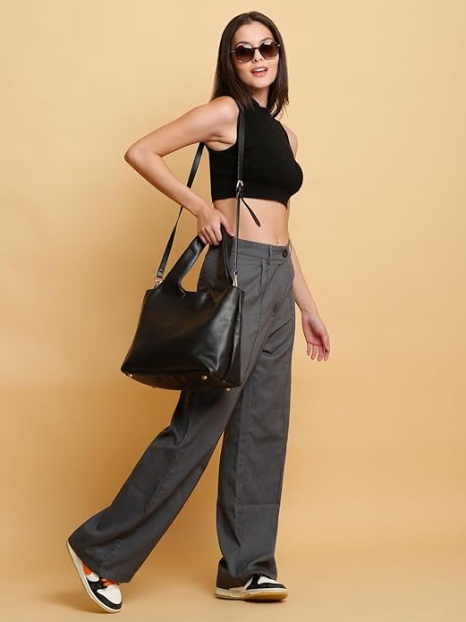 Black Vegan Leather Hobo Bag