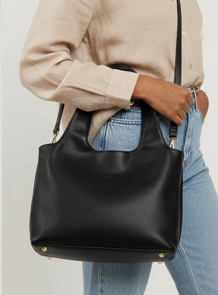 Black Vegan Leather Hobo Bag