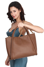 Emily Tote Handbag - Brown