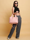 Pink Vegan Leather Hobo Bag