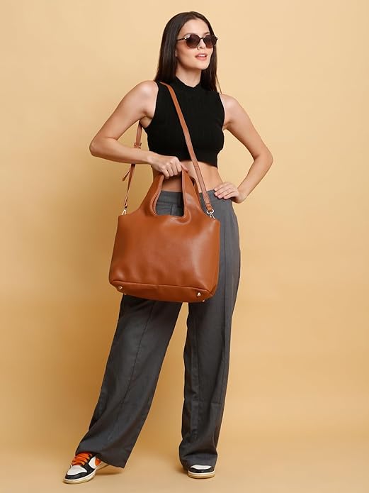 Tan Vegan Leather Hobo Bag