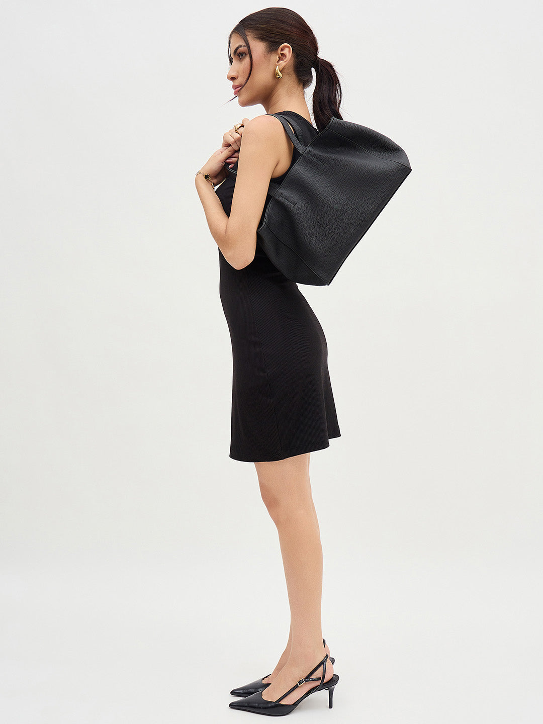 Classic Black Vegan Leather Handbag