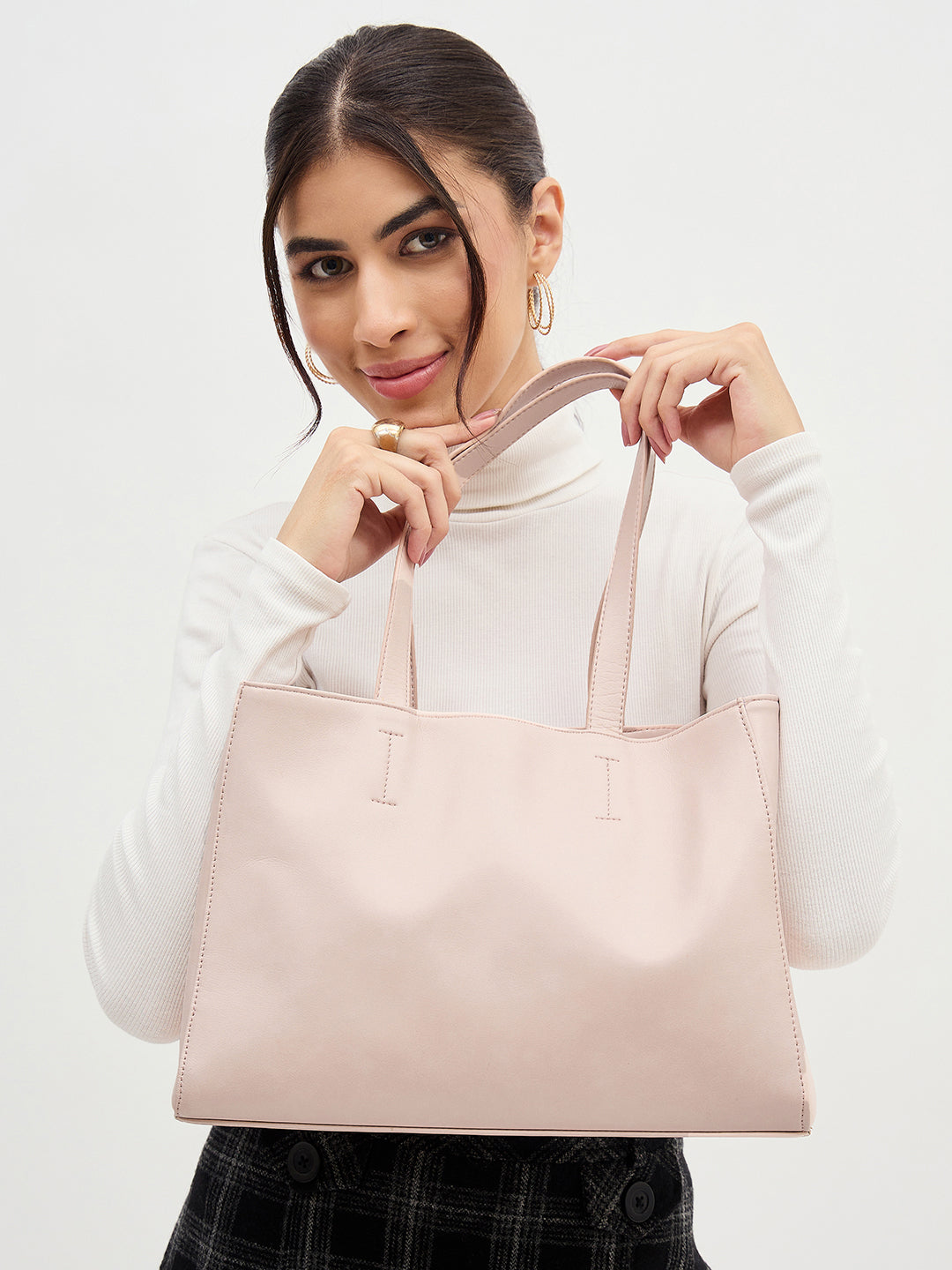 Classic Pink Vegan Leather Handbag