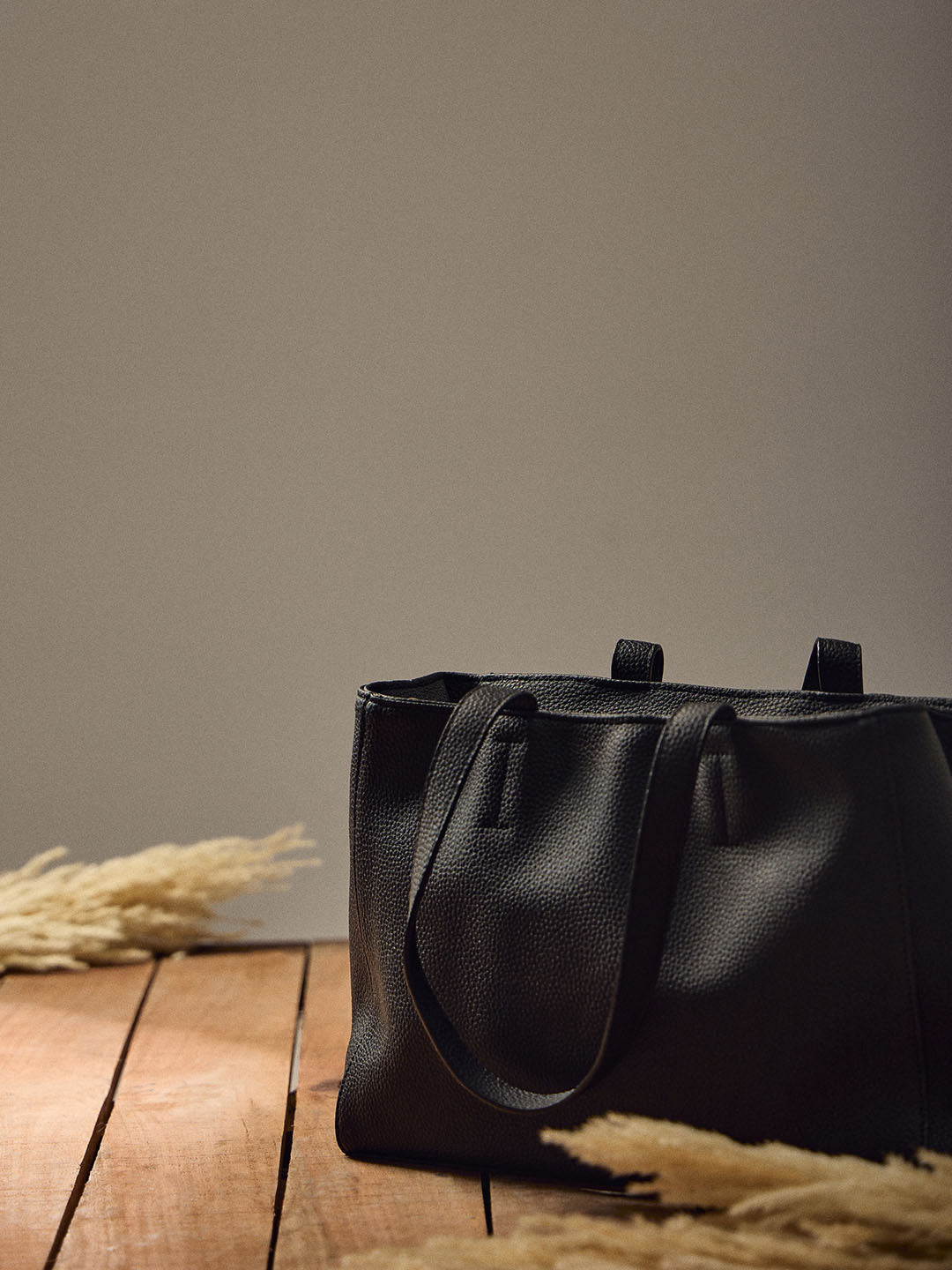 Classic Black Vegan Leather Handbag