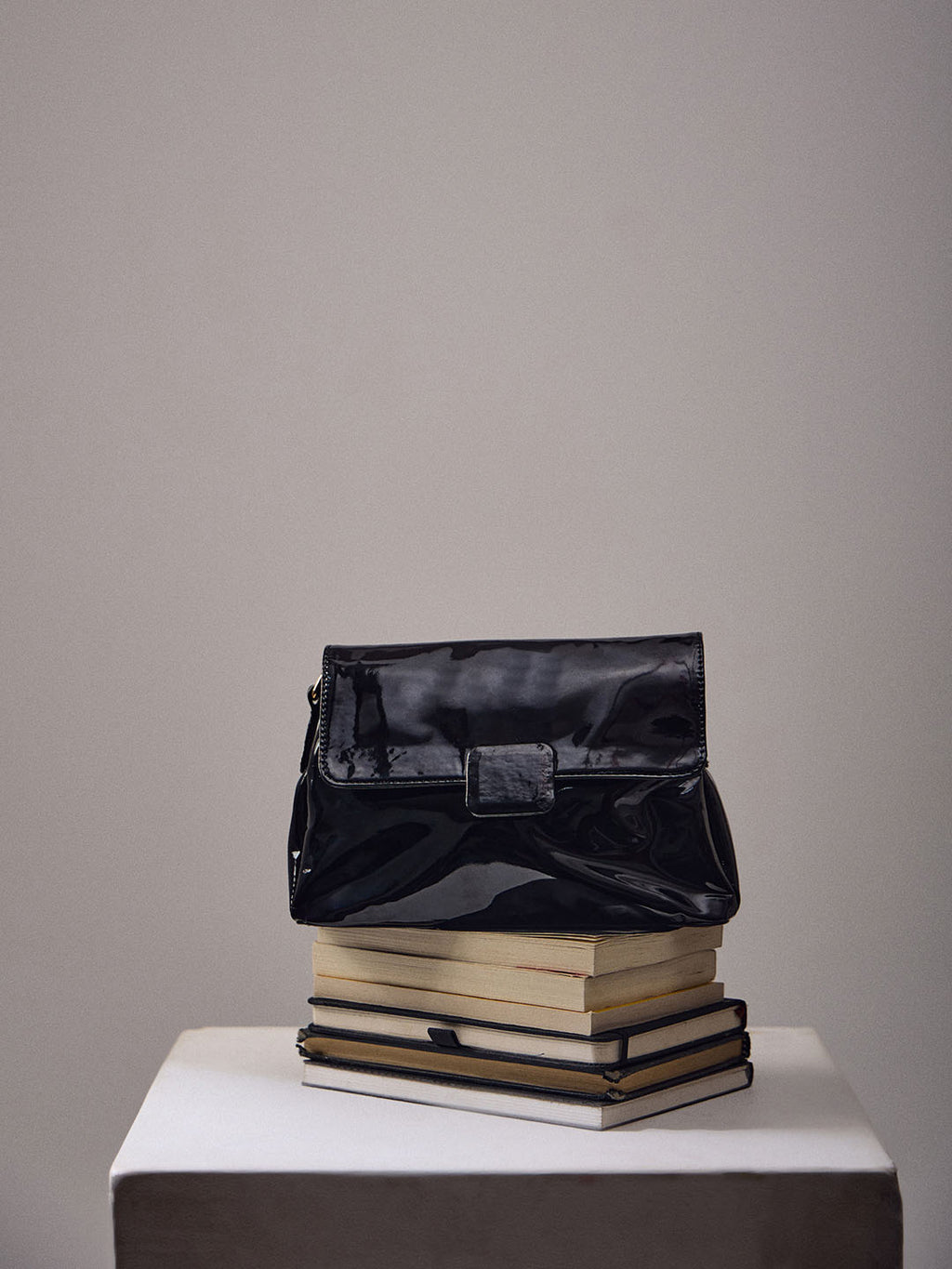 Radiant Black Patent Crossbody Bag