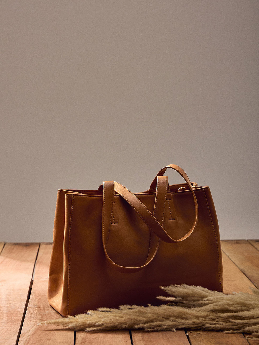 Classic Tan Vegan Leather Handbag