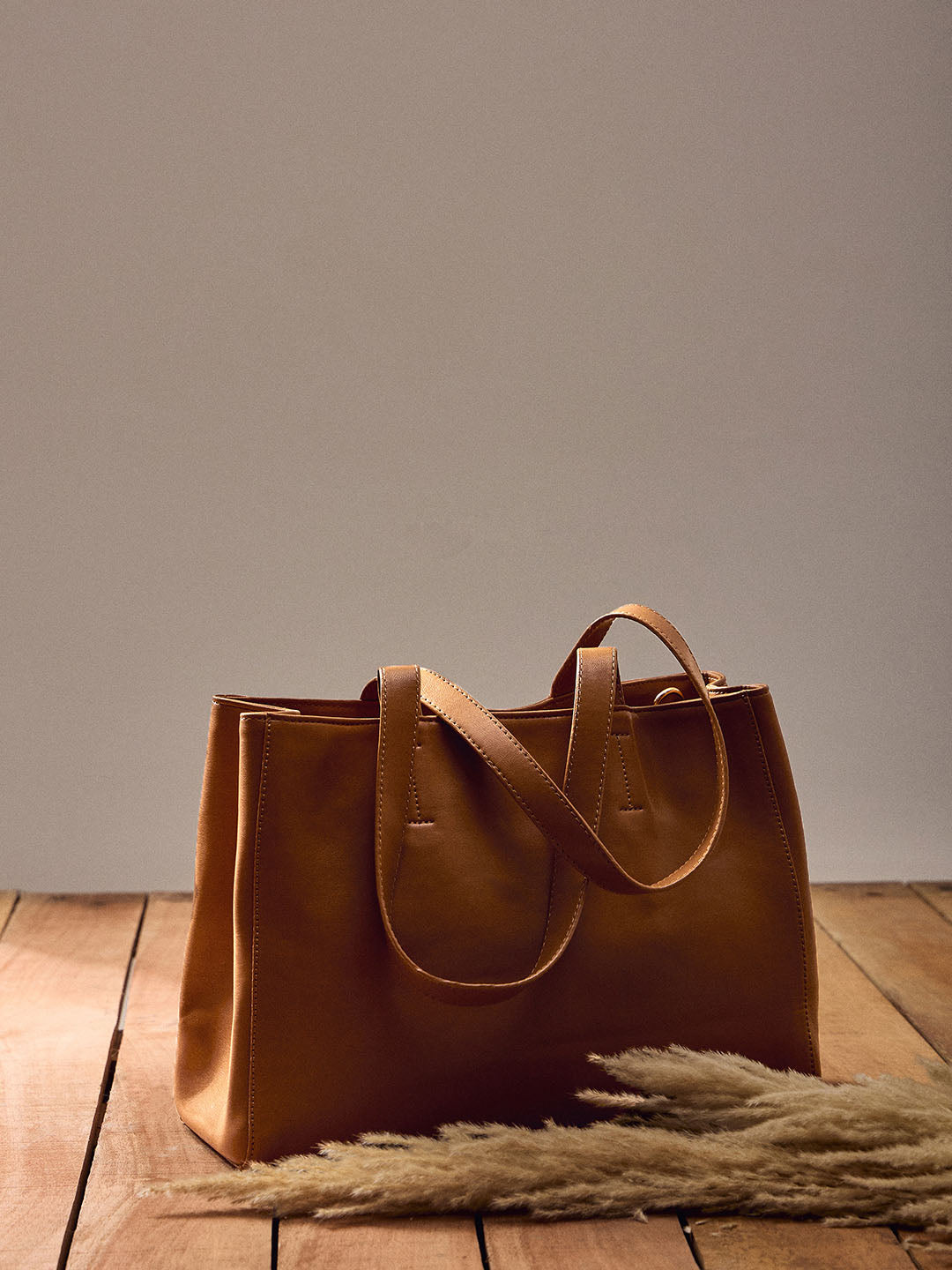 Classic Tan Vegan Leather Handbag