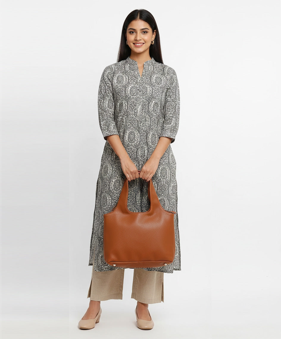 Tan Vegan Leather Hobo Bag