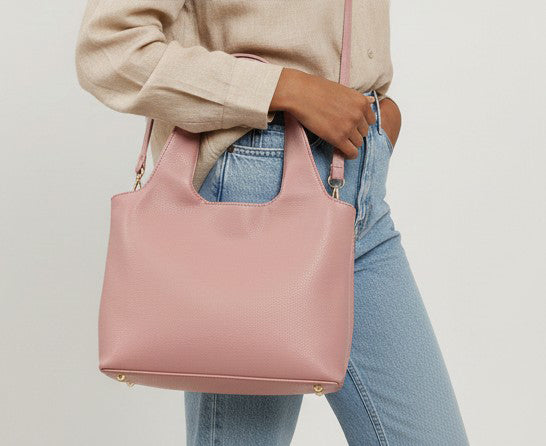 Pink Vegan Leather Hobo Bag